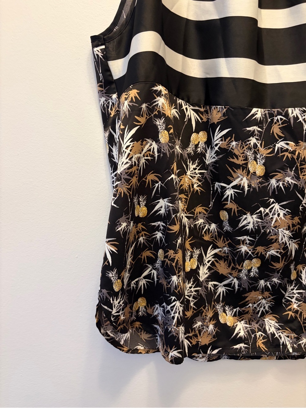 Peter Som Women's L Mixed Print Floral Striped Silky Sleeveless Blouse - Picture 6 of 11